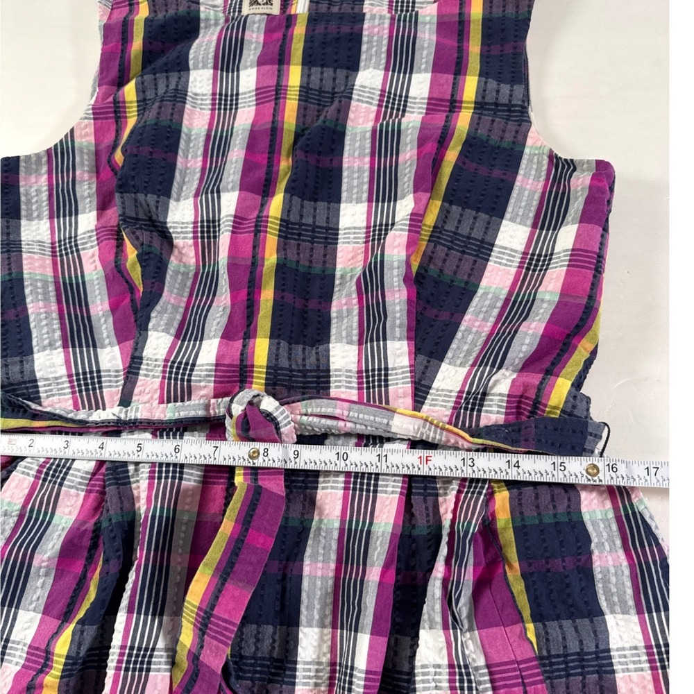 Anne Klein Womens Plaid Sleeveless Fit Flare Belted Dress Magenta Navy Yellow 12 - Picture 4 of 13